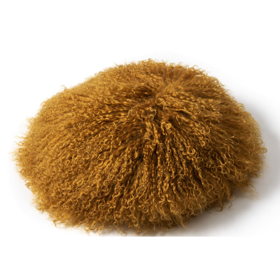 Coussin agneau du Tibet rond Ø35 - Curry