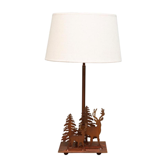 Lampe Cerf en forêt Patine rouille - Chehoma