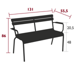 Banc 2PL avec accoudoirs/dossier Luxembourg - Fermob 