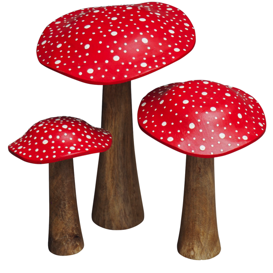 Set de 3 champignons en bois - Chehoma