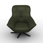 Fauteuil Rico King - Cuir Montana Olive ruban ton sur ton/Pieds métal étoile noir