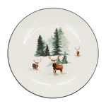 6 assiettes plates Cerf et Sapins Ø27