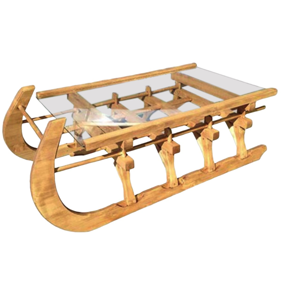 Table basse Luge plateau verre Grand Modèle