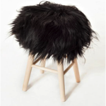 Tabouret pieds htre h50  mouton islandais noir