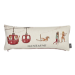 Housse de coussin fond blanc 25x60 - Ski scnes