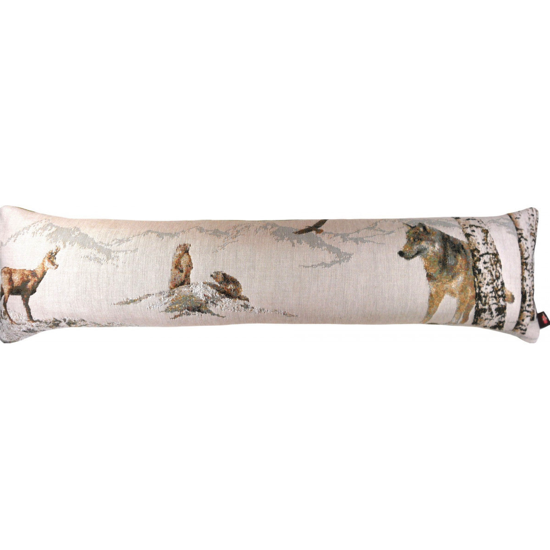 Housse de coussin fond blanc 25x90 - Animaux en hiver