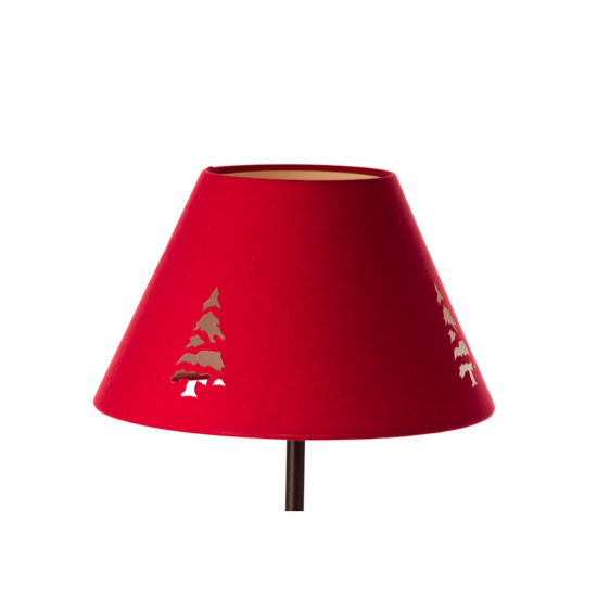 Abat jour rouge sapins perforé 1038RP