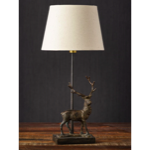 Lampe Cerf à l'écoute patine bronze - Chehoma