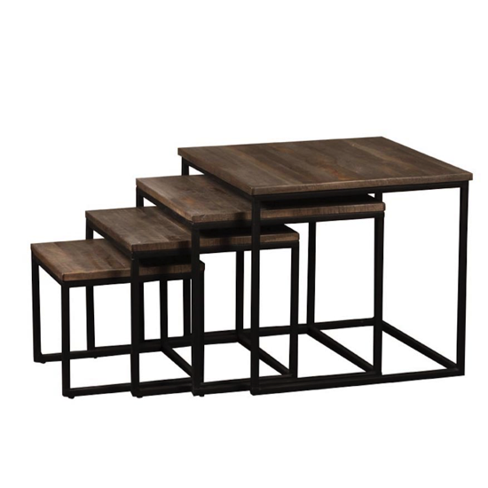 Set de 4 Tables gigognes d'appoint en teck recyclé - Chehoma