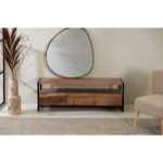 Meuble TV Brooklyn naturel acacia et métal 145xH50