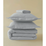 Drap housse percale unie Gris duvet - Sylvie Thiriez