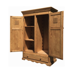Armoire enfant 2 portes P60 en sapin massif finition cirée - Coeurs