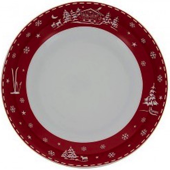 Assiette creuse porcelaine - Chalet Rouge 