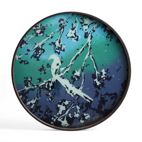Birds of Paradise glass tray round  L - Ethnicraft
