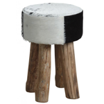 Tabouret rond en peau de vache