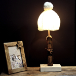 Pied de lampe simple collection COP'OW avec petits skis en bois