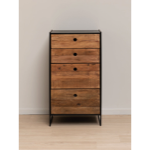 Commode Utah 4 tiroirs pin recyclé et métal - Chehoma