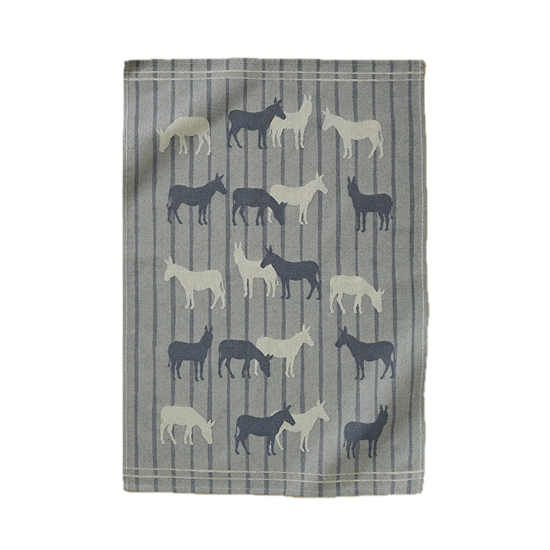 Torchon jacquard 50x70 RDV au pré bleu - Sylvie Thiriez