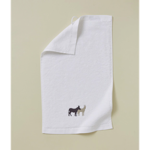 Éponge brodée RDV Au pré Blanc Serviette Invité 30x50 - Sylvie Thiriez