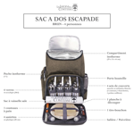 Sac à dos pique-nique Escapade 4P - Marron