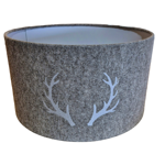 Abat-jour à poser Ø40 Feutre Beige - Broderie bois de cerf écrue