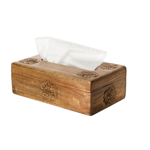 Boite kleenex en bois brulé avec 8 Edelweiss 25cm x 15cm x 8.5cm