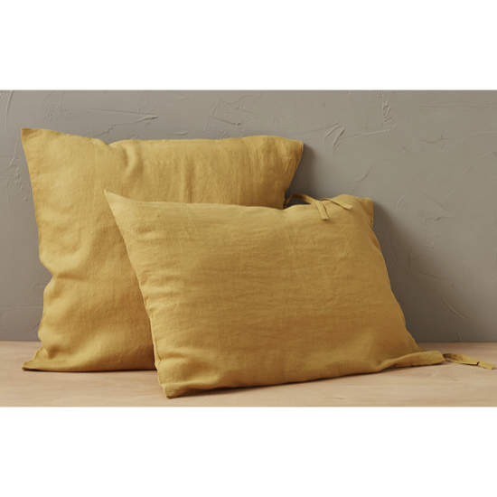 Taie d'oreiller Lin Stone Washed Jaune Honey - Sylvie Thiriez