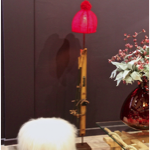 Abat jour à poser bonnet en laine tricoté main - Rouge Ø22 cm 