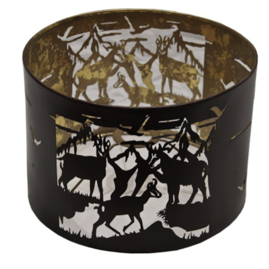 Abat jour rond Ø30 découpe chamois à poser aspect rouille intérieur feuille d'or
