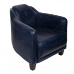 Fauteuil Gentleman bleu en cuir de vachette