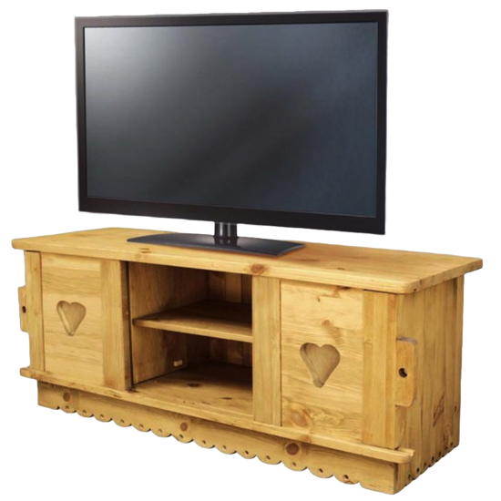 Meuble TV écran plat deux portes L120 ciré 