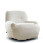 Fauteuil pivotant Uma tissu Poodle couleur crme 