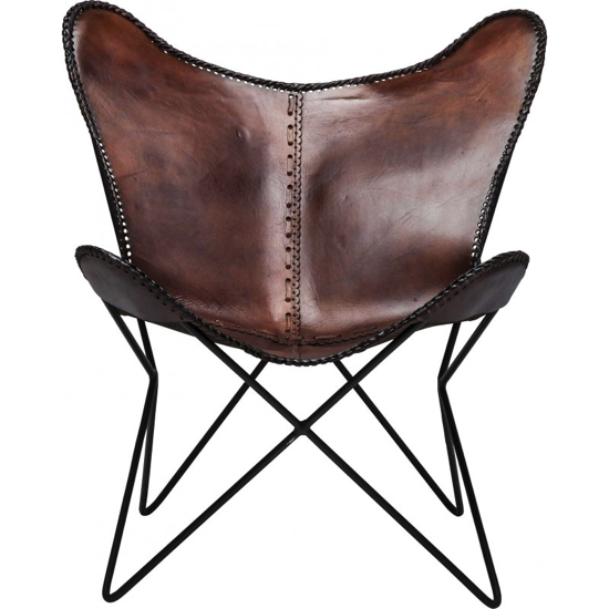 Fauteuil Butterfly cuir marron- Kare Design