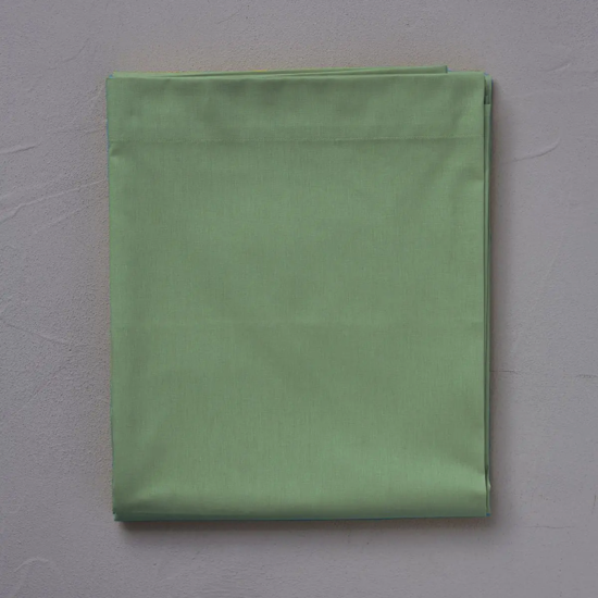 Drap plat coton uni Vert Romarin - Sylvie Thiriez