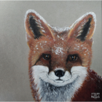 Tableau 60x60 suédine - Renard de face