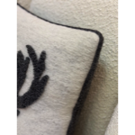 Coussin en laine blanc - Cerf gris - 50x50