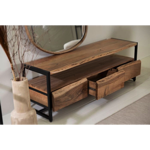Meuble TV Brooklyn naturel acacia et métal 145xH50