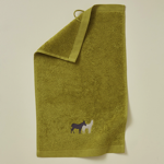 Éponge brodée RDV Au pré Olive Serviette Invité 30x50 - Sylvie Thiriez