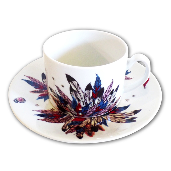 Tasse à thé et sa soucoupe Apache en porcelaine - Angel Des Montagnes