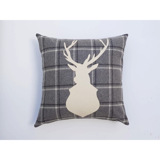 Housse de coussin VIVALDI gris - Cerf blanc 