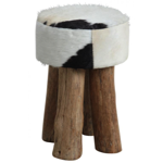 Tabouret rond en peau de vache