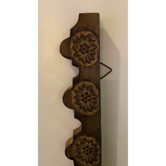 Frise edelweiss sculptée - Bois brulé L 150 cm