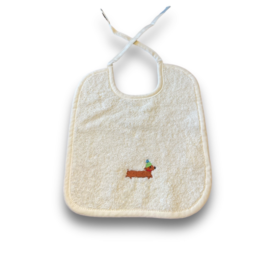 Bavoir brodé Saucisse - Petite taille - Sylvie Thiriez