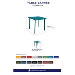 Table 2 Personnes 75x80 Ambiance Trendy - Allure d'Azur