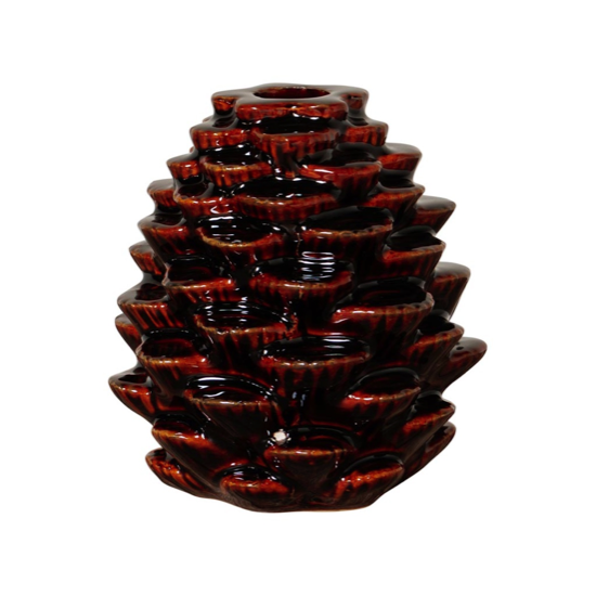 Bougeoir en grès Pomme de pin - Chehoma