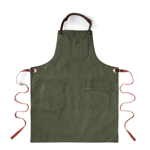 Tablier en cuir et toile vintage n°325 - Vert olive