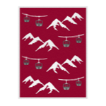 Plaid en laine rouge - Téléphérique gris/Montagnes blanches 145x200