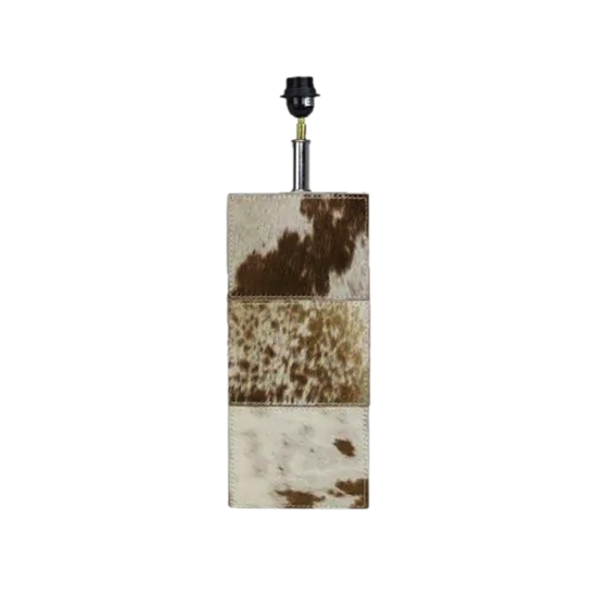 Pied de lampe carré 45 cm peau de vache marron