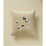 Housse de coussin polaire brodée Coeur de la vallée beige - 45x45 - Sylvie Thiriez