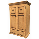 Armoire enfant 2 portes P60 en sapin massif finition cire - Coeurs